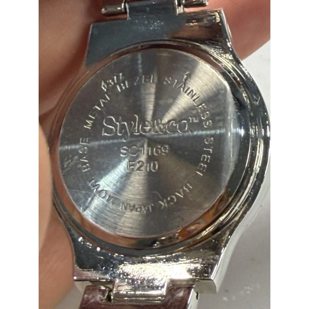 Style&co. Women’s Silver Tone Rhinestone Quartz Watch 35.5mm